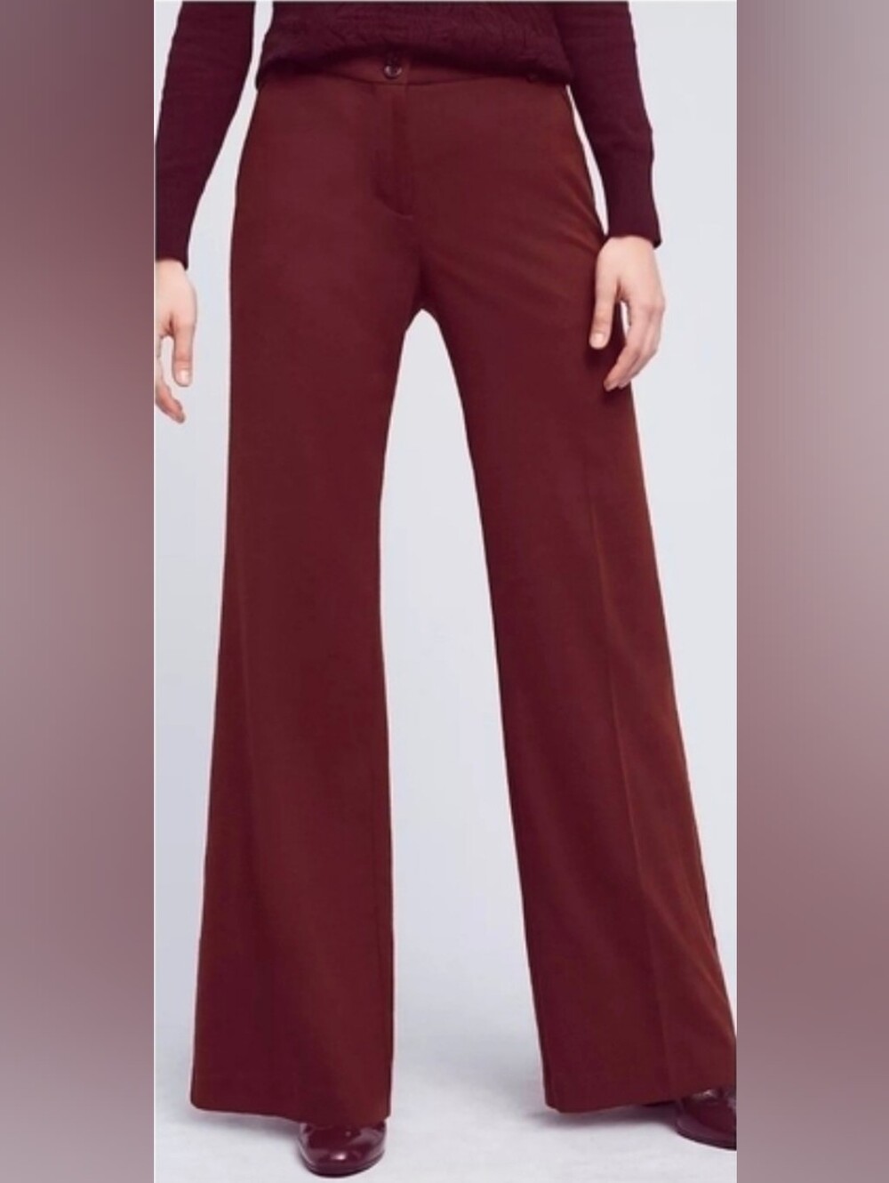 NWT Anthropologie Cartonnier Wide-Leg Tailored Trousers in Bordeaux Women 4